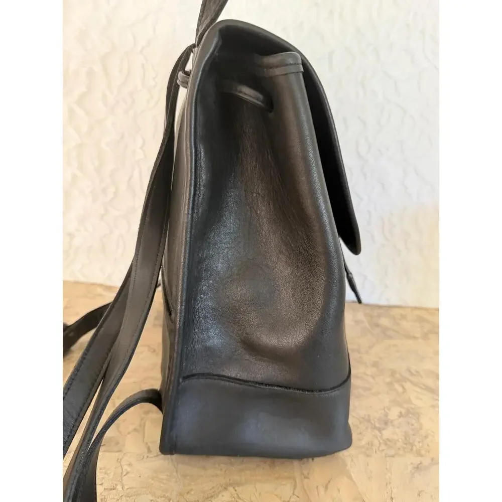 Vtg Coach black leather MEdium To Full Backpack Daypack 9791 w/brass Hardware